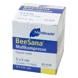 BeeSana Mullkompressen steril 12-fach 5x5cm 25x2ST PZN...