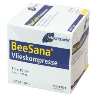 BeeSana Vlieskompresse unsteril 4-fach 10x10cm 30g 100 ST PZN 01450231
