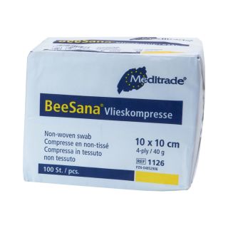 BeeSana Vlieskompresse unsteril 4-fach 10x10cm 40g 100 ST...