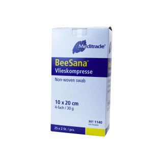 BeeSana Vlieskompresse steril 4-fach 10x20cm 30g 25x2 ST PZN 03036949