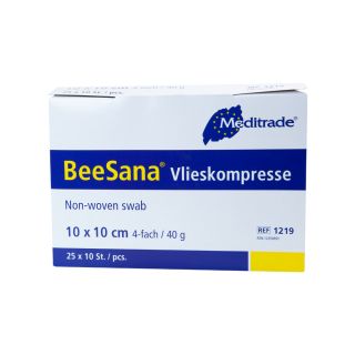 BeeSana Vlieskompresse steril 4-fach 10x10cm 30g 25x10 ST PZN 12350691