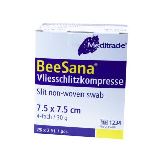 BeeSana Vliesschlitzkompresse steril 4-fach 7,5x7,5cm...