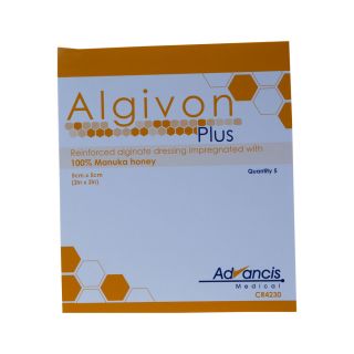 Algivon Plus Honigalginat 5x5cm 5 ST PZN 03723963