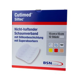 Cutimed Siltec Schaumverband 15x15cm 12 ST PZN 07338015