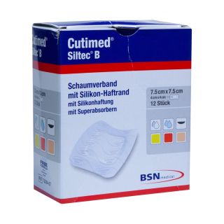 Cutimed Siltec B Schaumverband 7.5x7.5cm 12 ST PZN 07340650