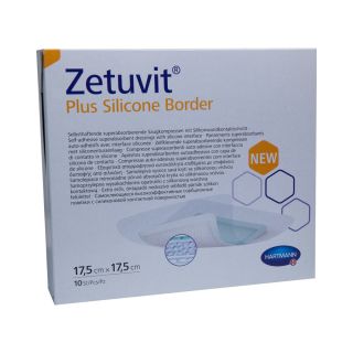 Zetuvit Plus Silicone Border Saugkompresse 17.5x17.5cm 10 ST PZN 014022382