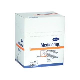 Medicomp Vliesstoffkompresse steril 7,5x7,5cm 4fach 25x2 ST PZN 16585439