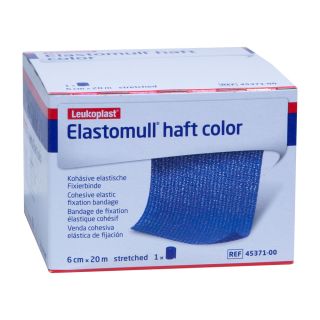 Elastomull haft color kohäsive Fixierbinde blau 6cmx20m 1 ST PZN 01412549