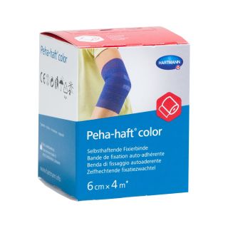 Peha-haft Color Fixierbinde latexfrei blau 6cmx4m 1 ST PZN 11124923