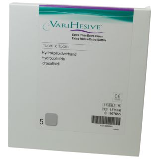 Varihesive extra dünn Hydrokolloidverband 15x15cm 5 ST PZN 03892660