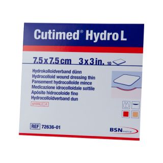 Cutimed Hydro L Hydrokolloidverband dünn 7,5x7,5cm 10 ST PZN 02784158