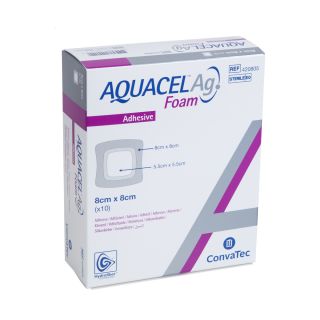 Aquacel Ag Foam adhäsiv Schaumverband 8x8cm 10 ST PZN 08746532