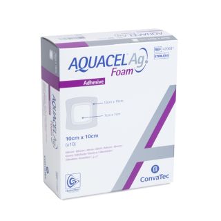 Aquacel Ag Foam adhäsiv Schaumverband 10x10cm 10 ST PZN 02931180