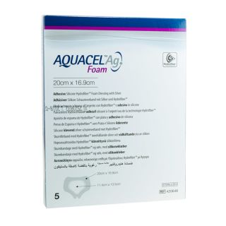 Aquacel Ag Foam adhäsiv Sakral Schaumverband 20x16,9cm 5 ST PZN 09060311